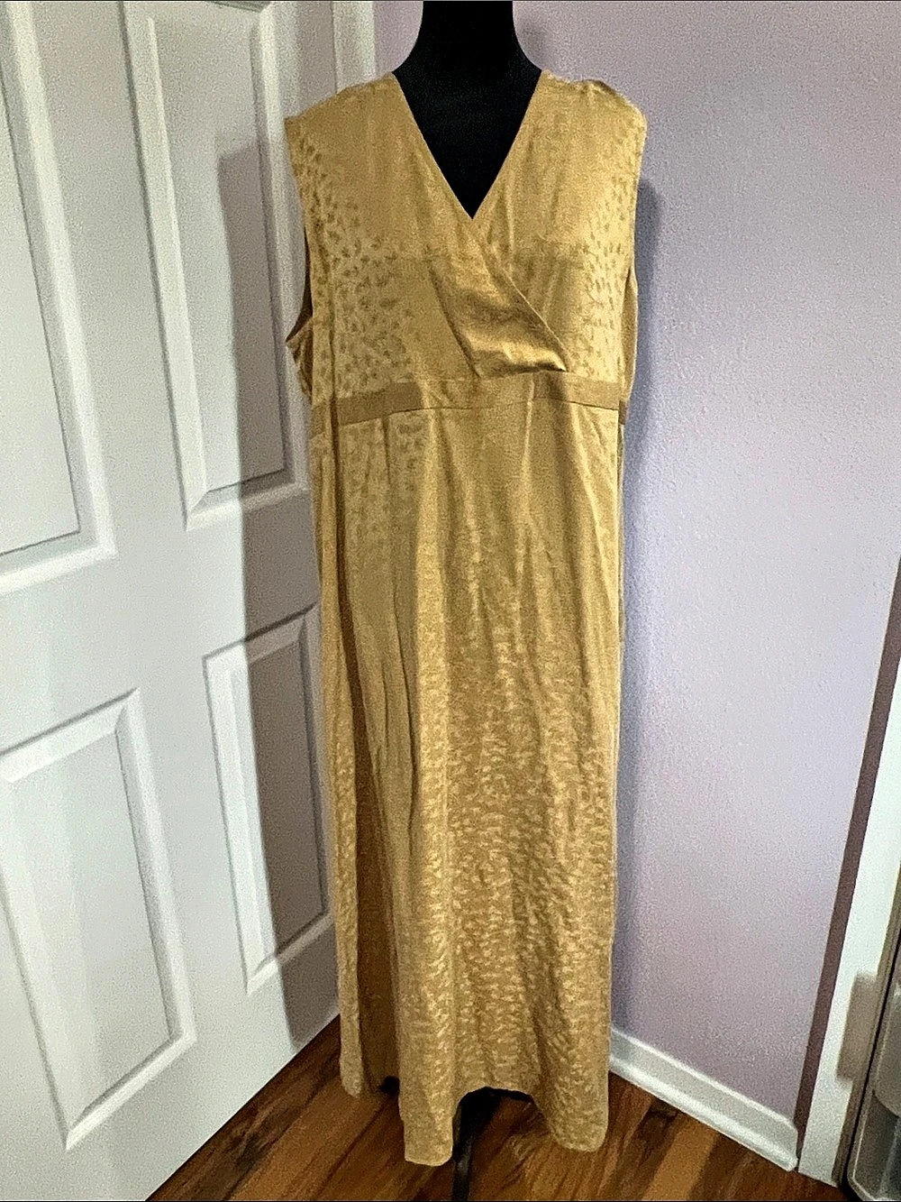 Eileen Fisher Silk Floral Maxi Dress in Yellow Large Like New
